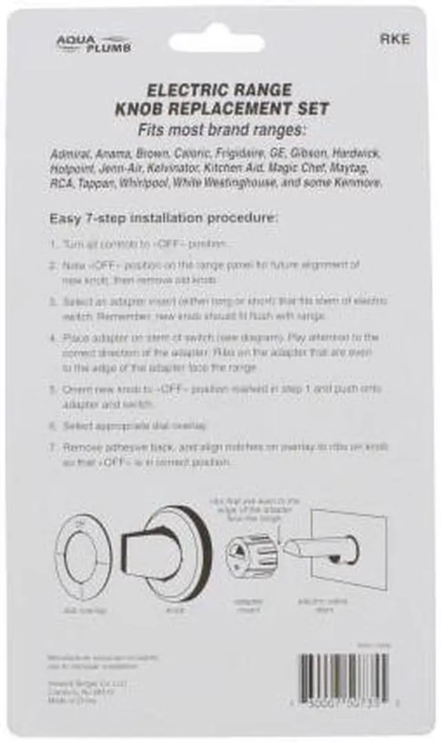 Alt view image 3 of 9 - Electric Stove Knobs RKE by Aqua Plumb. 5 pc. Replacement Range Knob Set, 5 pcs. 5x3x4 Inches. (Black)