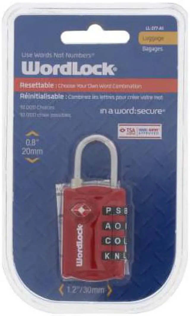 Alt view image 5 of 8 - Wordlock LL-206-RD TSA Approved Combination Luggage Lock – 4 Dial, Red