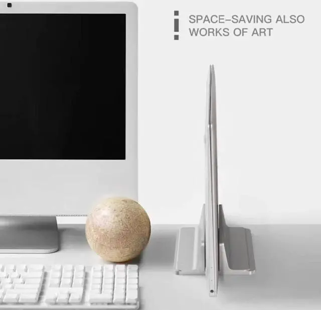 Alt view image 3 of 6 - Vertical Laptop Stand for Macbook Air Pro Desktop Double Desktop Stand Holder with Adjustable Dock