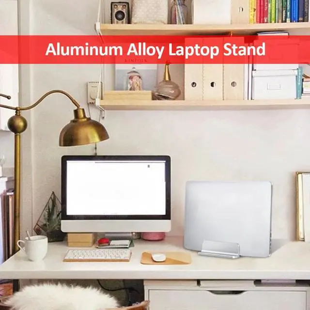 Alt view image 2 of 6 - Vertical Laptop Stand for Macbook Air Pro Desktop Double Desktop Stand Holder with Adjustable Dock