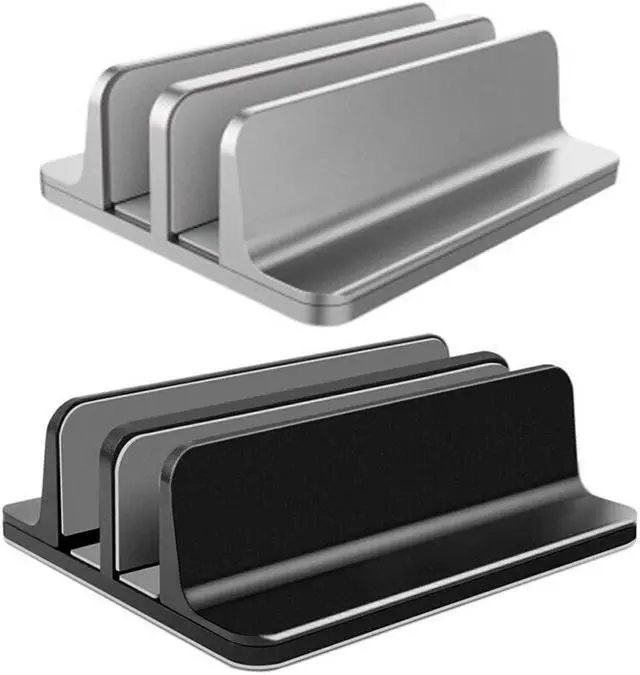 Main image of VODOOL Metal Vertical Laptop Stand Adjustable Aluminum Alloy Dual Slot Notebook Holder Multifunctional for Computer Tablet Books
