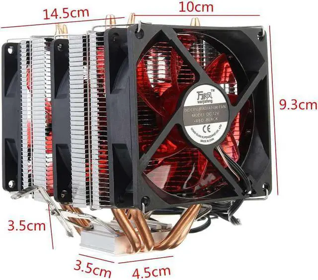 Alt view image 6 of 6 - 6 heatpipe dual tower cooling 9cm fan support 3 fans 3PIN CPU cooler 775 115X 1366 AM3 AM4 FM1 FM2 Ryzen