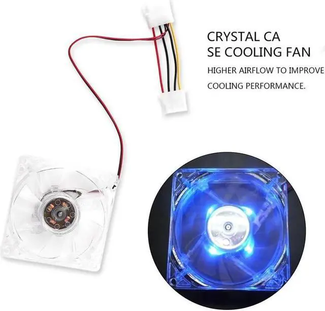 Alt view image 2 of 6 - 12V 0.20A 80 x 80 x 25 mm Computer fan 4 LED Silent PC Computer Case Cooler Cooling Fan Mod blue and colorful light