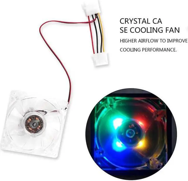 Main image of 12V 0.20A 80 x 80 x 25 mm Computer fan 4 LED Silent PC Computer Case Cooler Cooling Fan Mod blue and colorful light