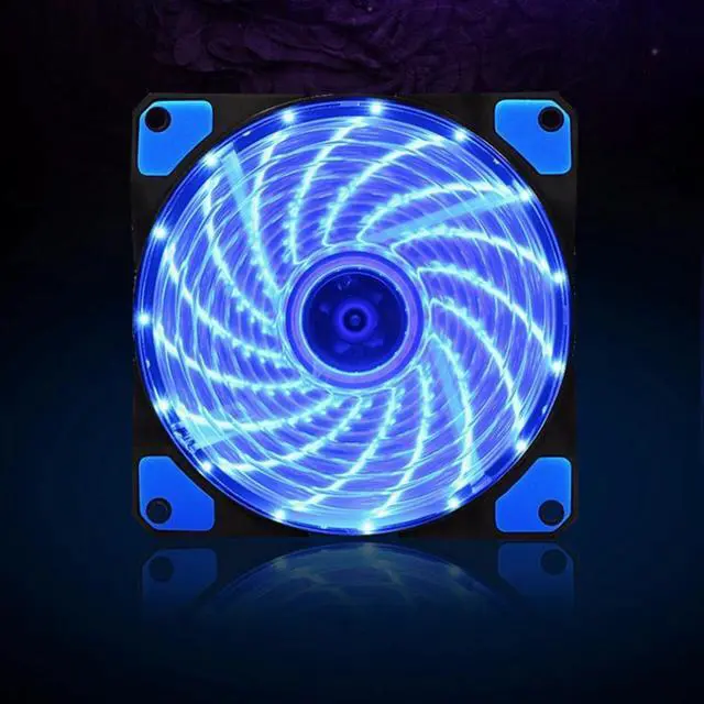Main image of 120mm 15 LED Ultra Silent Computer PC Case Cooling Fan CPU Cooler 12V With Rubber Quiet Molex Connector 3/4Pin Plug Fans Cooler