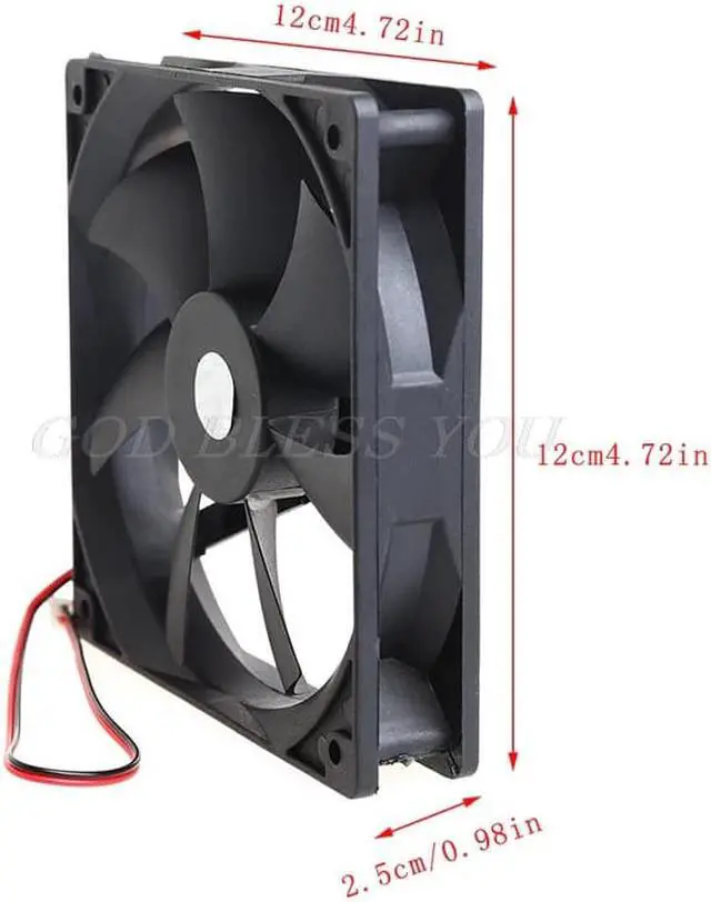 Alt view image 6 of 6 - High Speed 12cm Computer 120mm 5 inches 12V 2Pin 0.5A 120x120x25mm DC Cooling Cooler Fan Case System Hydraulic Cooling Fan