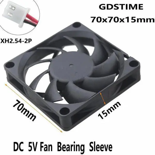 Alt view image 2 of 6 - 1 Piece 5 Volt 70mm x 15mm 2Pin 7cm DC Brushless Cooling Fan 5V 70x70x15mm PC CPU Chip Motor Radiator Cooler