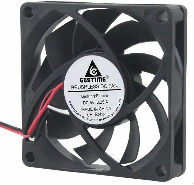 Alt view image 3 of 6 - 1 Piece 5 Volt 70mm x 15mm 2Pin 7cm DC Brushless Cooling Fan 5V 70x70x15mm PC CPU Chip Motor Radiator Cooler
