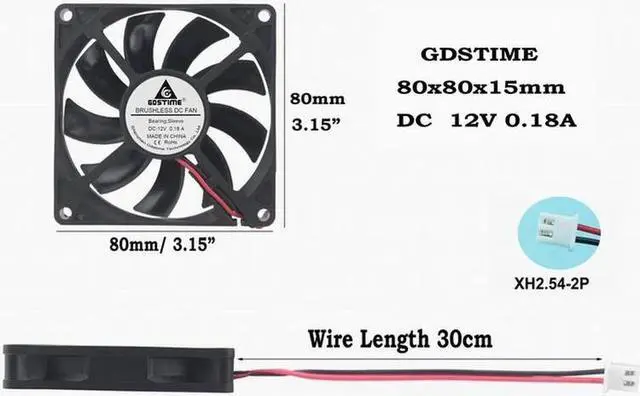 Main image of 2 Pcs DC 12V 80mm x 15mm Computer Case Brushless PC Cooling Fan 8cm 8015 CPU Cooler 80x80x15mm 2Pin