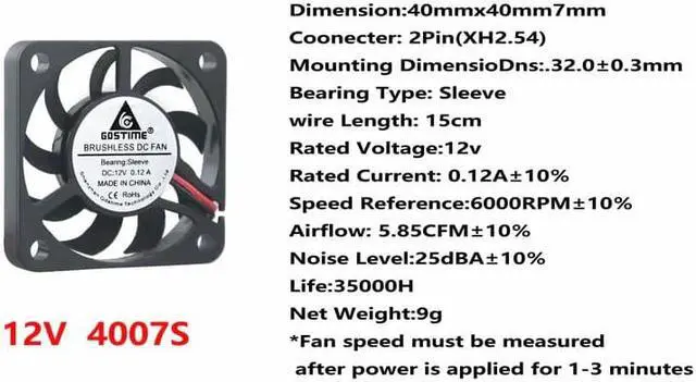 Alt view image 4 of 6 - 5 Pieces New 4007 40MM 4CM fan 40*40*7mm 0.12A 12V The graphics card fan Cooling fan laptop miniature quiet fan