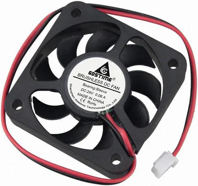 Main image of 2 pcs 5cm DC Blushless Cooling Fan 24V 5010 50mm x 10mm 2Pin PC Computer Case Cooler Fan 50mmx50mmx10mm Black 9 Blades