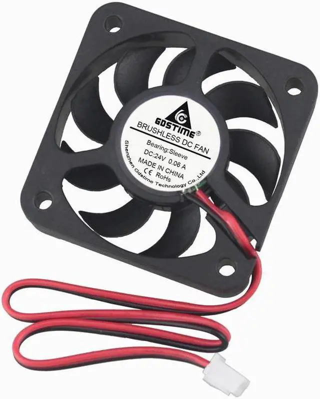 Alt view image 4 of 6 - 2 pcs 5cm DC Blushless Cooling Fan 24V 5010 50mm x 10mm 2Pin PC Computer Case Cooler Fan 50mmx50mmx10mm Black 9 Blades