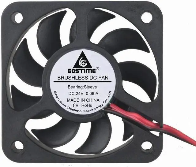 Alt view image 3 of 6 - 2 pcs 5cm DC Blushless Cooling Fan 24V 5010 50mm x 10mm 2Pin PC Computer Case Cooler Fan 50mmx50mmx10mm Black 9 Blades