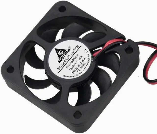 Alt view image 6 of 6 - 2 pcs 5cm DC Blushless Cooling Fan 24V 5010 50mm x 10mm 2Pin PC Computer Case Cooler Fan 50mmx50mmx10mm Black 9 Blades