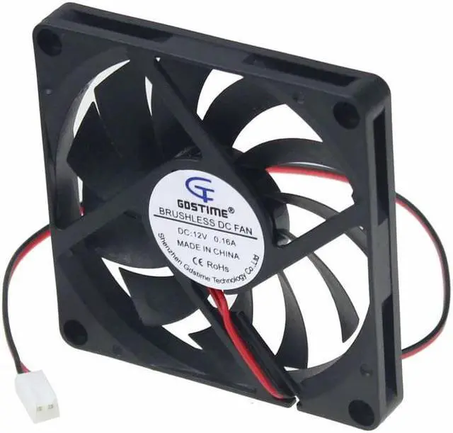 Alt view image 3 of 6 - 2 Pcs 12 Volt 8cm 80mm x 80mm x 10mm 8010 2Pin 2510 Connector Cooler Computer DC Cooling Fan 12V