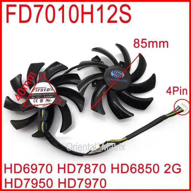 Main image of 2pcs/lot FD7010H12S 85mm For Sapphire R9 270X 280X HD6970 HD7870 HD7950 HD7970 Graphics Card Cooling Fan