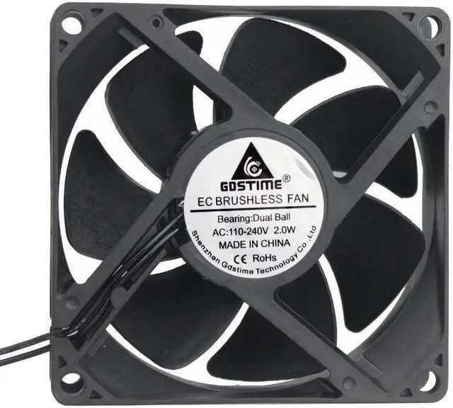 Alt view image 2 of 6 - 9cm 92mm 92x92x25mm 110V 120V 220V 240V EC Brushless Fan 2W 2400RPM Case Cooling Cooler Fan