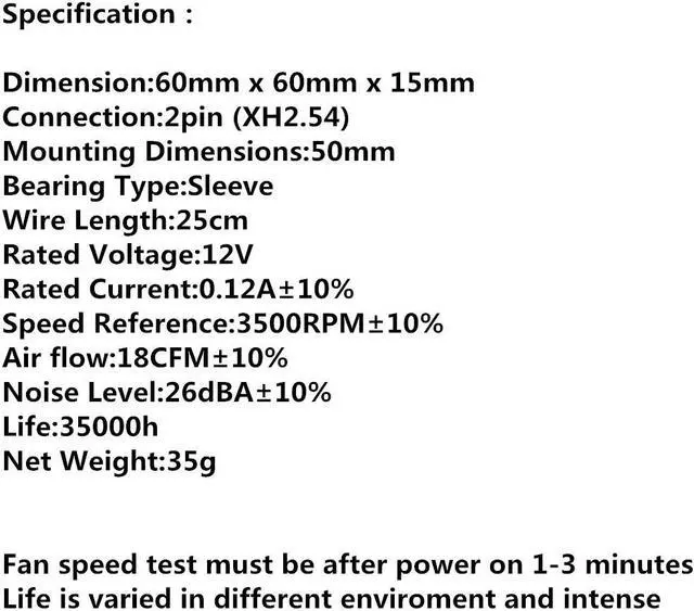 Alt view image 6 of 6 - 3pcs/lot 60x60x15mm 6015 DC fans 12 Volt 2pin Brushless 6cm Fans cooler cooling FAN radiator