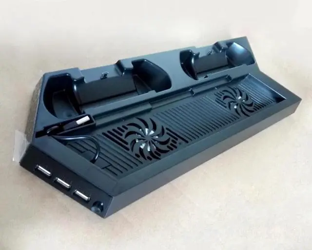 Alt view image 3 of 6 - ChengChengDianWan Dual Charger 3 in1 Vertical Controller Station Charging Bracket Stand Cooling Cooler Fan + 3 USB HUB for PS4