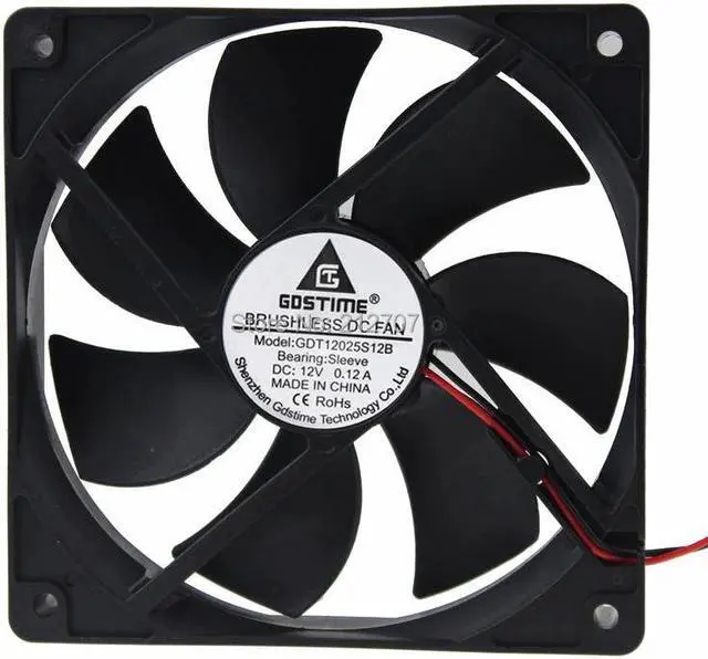 Alt view image 3 of 6 - 5pcs/lot Silent 120x120x25mm 120mm DC 12V 2 Pin Brushless Computer Cooling Fan