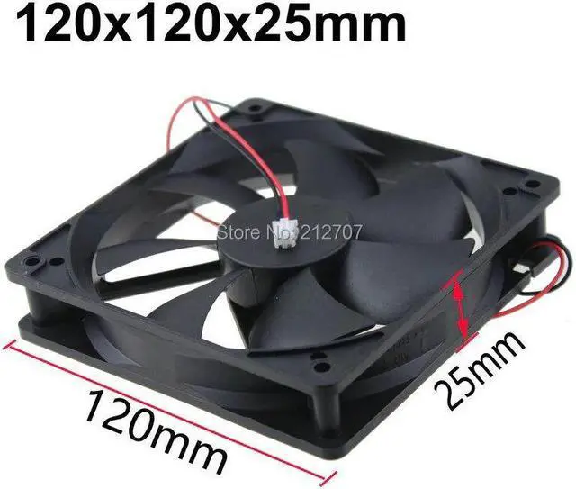Alt view image 2 of 6 - 5pcs/lot Silent 120x120x25mm 120mm DC 12V 2 Pin Brushless Computer Cooling Fan