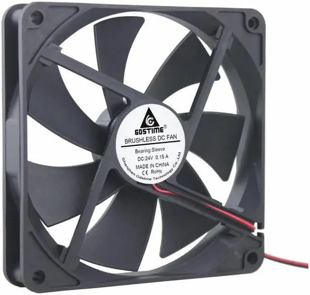 Alt view image 3 of 6 - 2 pcs 14cm 140mm*140mm PC Case Brushless Cooler 24V DC Computer Machine Motor Cooling Fan 140mm x 25mm 2Pin 14025s