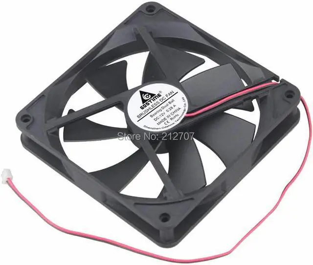 Alt view image 3 of 6 - 2PCS 140mm DC 12V 2Pin 140x140x25mm 14025 Ball Bearing Brushless Cooling Fan Cooler
