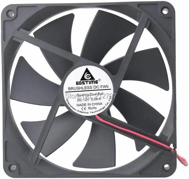 Alt view image 2 of 6 - 2PCS 140mm DC 12V 2Pin 140x140x25mm 14025 Ball Bearing Brushless Cooling Fan Cooler
