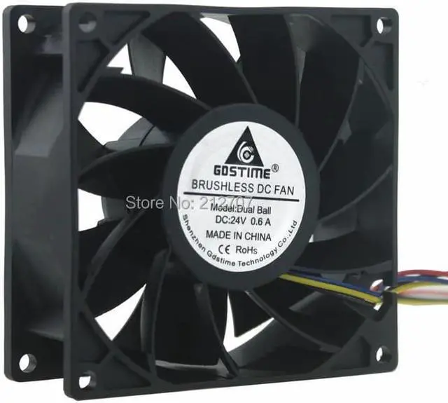 Alt view image 2 of 6 - 2Pcs 92x92x38MM 92mm 24V DC Cooling Waterproof Fan PWM 4Pin Dual Ball Bearing Computer Cooler 9238
