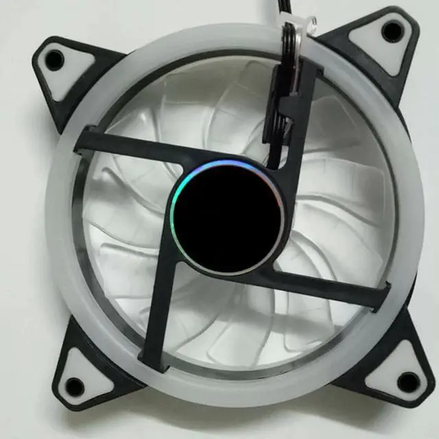 Alt view image 3 of 6 - 120mm LED Cooling Fan 12V 4Pin to 3Pin RGB Ultra Quiet Computer PC CPU Cooler EM88