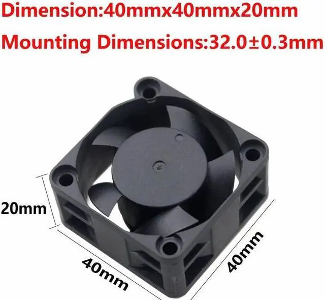 Alt view image 2 of 6 - 1 Piece 4cm Heatsink Cooler 40x40x20mm 4020 DC 12V Black Plastic Brushless Cooling Fan 40mm x 20mm