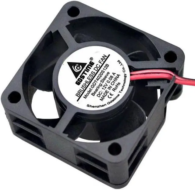 Alt view image 4 of 6 - 1 Piece 4cm Heatsink Cooler 40x40x20mm 4020 DC 12V Black Plastic Brushless Cooling Fan 40mm x 20mm