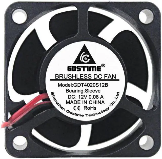 Alt view image 5 of 6 - 1 Piece 4cm Heatsink Cooler 40x40x20mm 4020 DC 12V Black Plastic Brushless Cooling Fan 40mm x 20mm