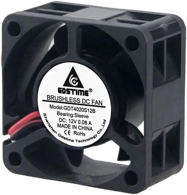 Alt view image 6 of 6 - 1 Piece 4cm Heatsink Cooler 40x40x20mm 4020 DC 12V Black Plastic Brushless Cooling Fan 40mm x 20mm