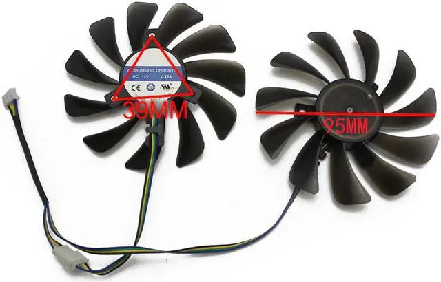 Alt view image 4 of 5 - 2PCS/lot 95MM FDC10U12S9 C CF1010U12S VEGA 64 56 Double Edition For XFX AMD Radeon VEGA56 VEGA64 RX590 Graphics Card Cooling Fan