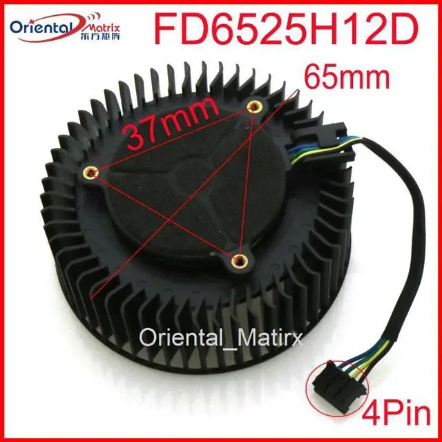 Main image of FD6525H12D 65mm 12V 1.3A 4 Pin Video Card Cooler Fan For AMD Radeon R9 270 270X Graphics Card Cooling Fan