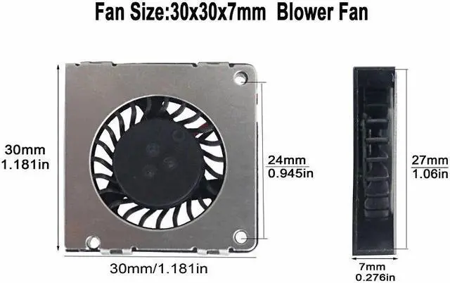 Alt view image 5 of 6 - 2 Pcs 3cm 3007 30X30X7mm 5V 0.2A Mini 3D Printer Cooler 30mm 30mmx7mm Blower 2Pin DC Cooling Fan