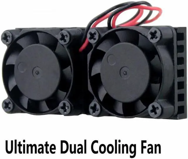 Alt view image 5 of 5 - 2 Pcs Ultimate Dual Cooling Fan and RAM Copper Heat Sink Cooler For Raspberry Pi 3 Raspberry Pi 2 Model BB+ NESPi