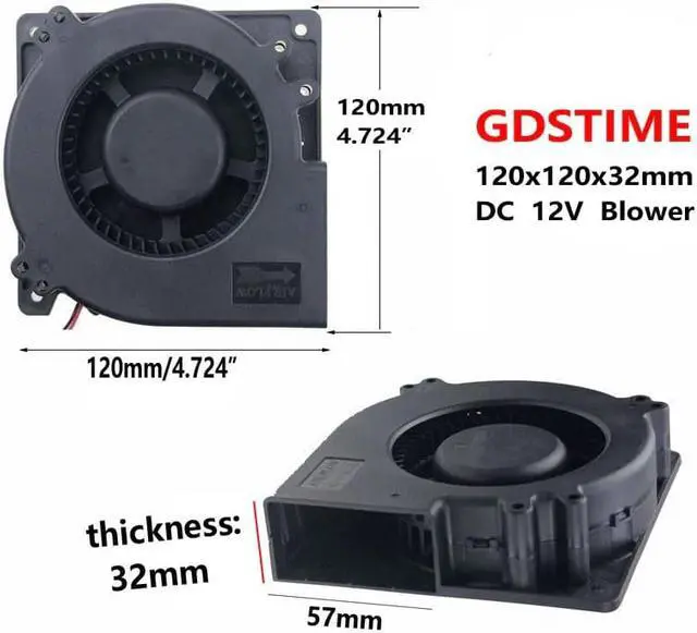 Alt view image 6 of 6 - 1pcs Dual Ball Bearing 120x32mm 24V Big Airflow Turbo Brushless DC Blower Fan 120mm x 32mm 12032B Large Cooling Fan