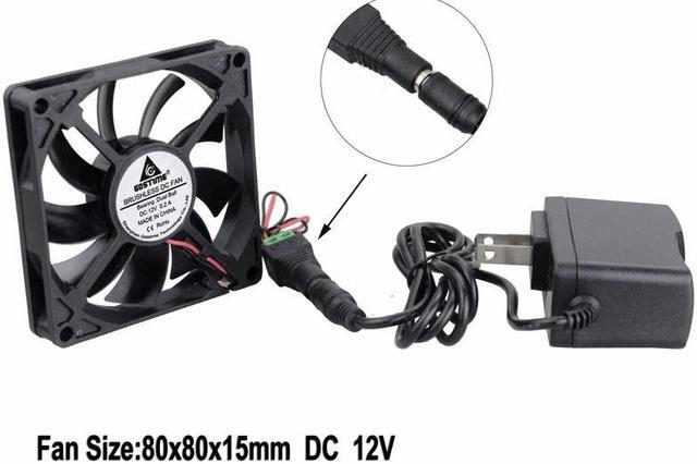 Alt view image 4 of 6 - 2 Pcs 12V AC 110V 115V 120V 220V 240V Cooling Fan Heatsink Power Supply Adapter Driver DC Ball Bearing Cooler 80*15mm