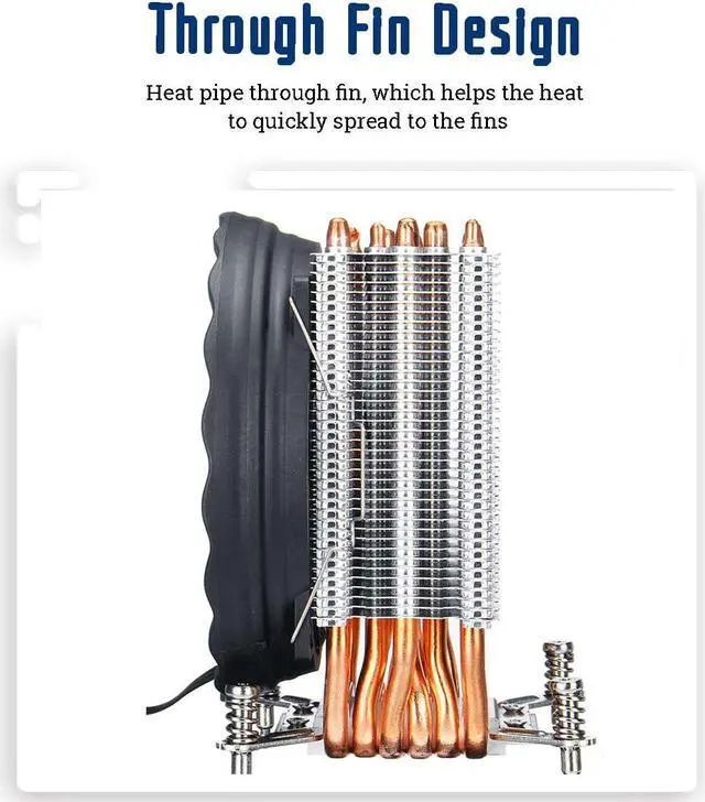Alt view image 3 of 6 - CPU Cooler 6 Heat Pipes Cooling Fan Quiet Fan Cooler 120mm Fan Radiator Heatsink Cooler for Intel 775/1150/1151/1155/1156/1366