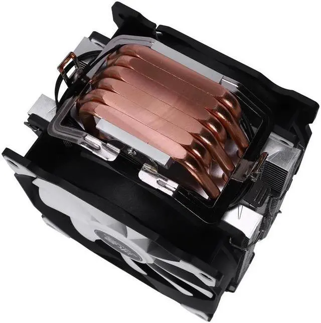 Alt view image 4 of 6 - 4PIN CPU cooler 6 heatpipe Double fans cooling 12cm fan LGA775 1151 115x 1366 support Intel AMD