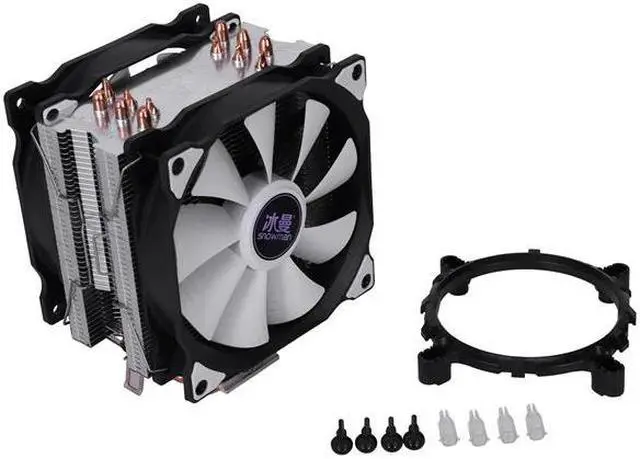 Alt view image 5 of 6 - 4PIN CPU cooler 6 heatpipe Double fans cooling 12cm fan LGA775 1151 115x 1366 support Intel AMD