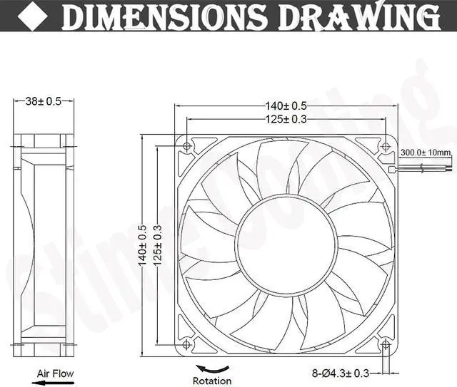 Alt view image 6 of 6 - DC 12V 140mm 140mm x 140mm x 38mm Cooling Fan 1.5A High Wind Pressure Computer Case Fan Industry Axial Fan