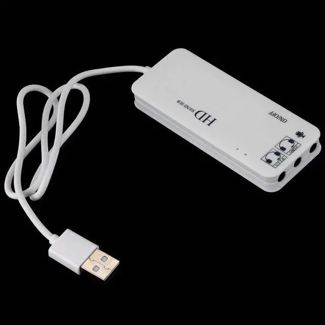 Alt view image 5 of 6 - 3 Port Usb 2.0 Hub External 7.1Ch Sound Card Headset Microphone Adapter For Pc White