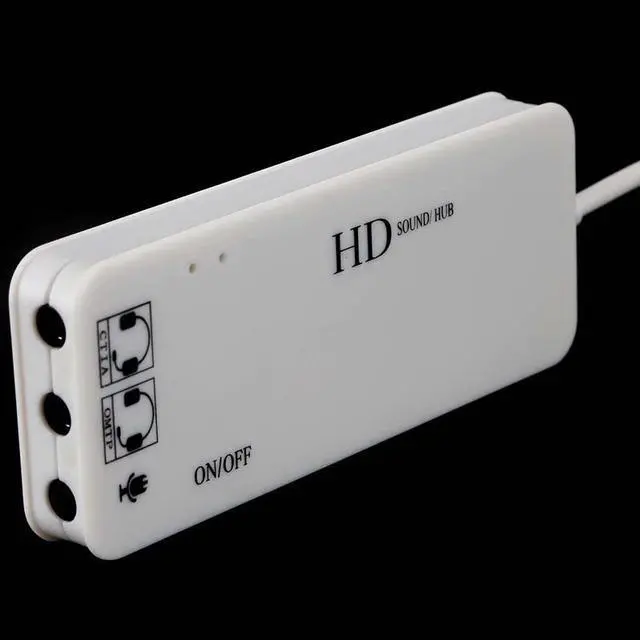 Alt view image 6 of 6 - 3 Port Usb 2.0 Hub External 7.1Ch Sound Card Headset Microphone Adapter For Pc White