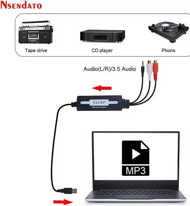Alt view image 2 of 6 - EZCAP USB Audio Capture plate Card Convert CD Tape old Analog Music Cassette to MP3 Record Audio Card to Digital For Mac/Window8