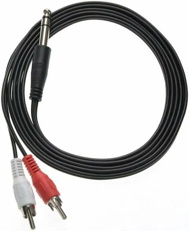 Alt view image 3 of 3 - 15FT 1/4" 6.35mm Stereo Male to 2-RCA L+R Male Plug Dj Guitar Cable Audio Cord