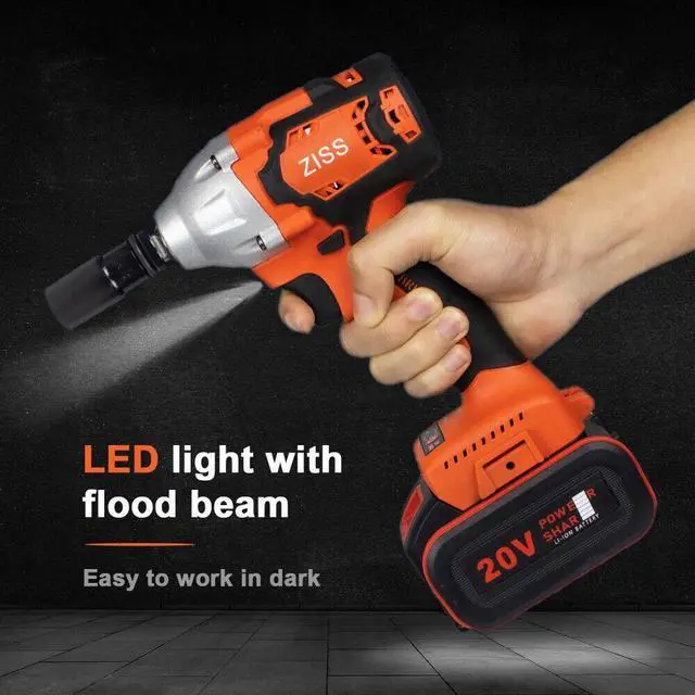 Alt view image 5 of 6 - 1/2" Cordless Impact Wrench Brushless 20V MAX 520N.m Electric Wrench Driver Kit