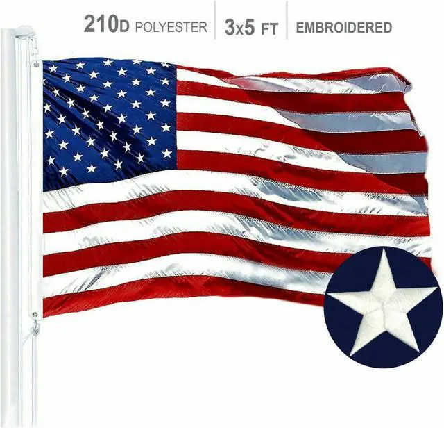 Main image of H128  American Flag US USA | 3'x5' ft | EMBROIDERED Stars, Sewn Stripes